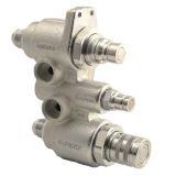 Four-way hydraulic quick coupling block with integrated flat-face connectors