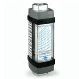 Hydraulic flow meter for air and compressed gases with blue calibration chart and black casing