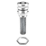 Metal hydraulic filler breather with threaded mount and mesh filter tube