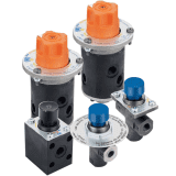 Gauge isolator multi-point selector valves with orange and blue control knobs