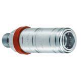Stainless steel hydraulic coupling with red safety collar from the IR 3CFPV series