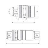 Technical drawing of hydraulic quick couplings from the IR 3FFV series