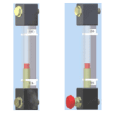 LVU series visual level indicators with transparent tubes and red float markers