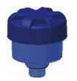 Blue hydraulic air breather cap with threaded base