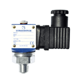 Hydraulic pressure switch with SPDT contacts and right-angle electrical connector