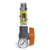 Hydraulic flow test kit with pressure gauge, control valve, and transparent flow meter