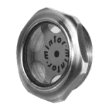 Threaded type visual level indicator with clear glass window and metal housing